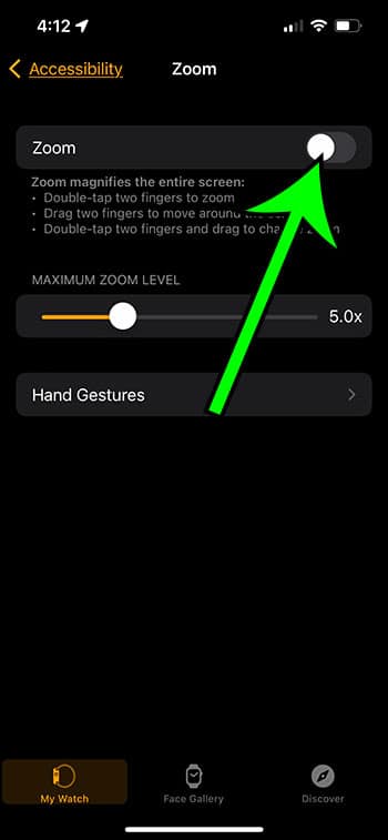 how to unzoom an apple watch screen