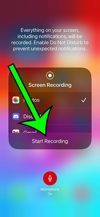 tap on Start Recording