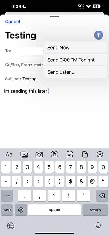 choose when to send the email