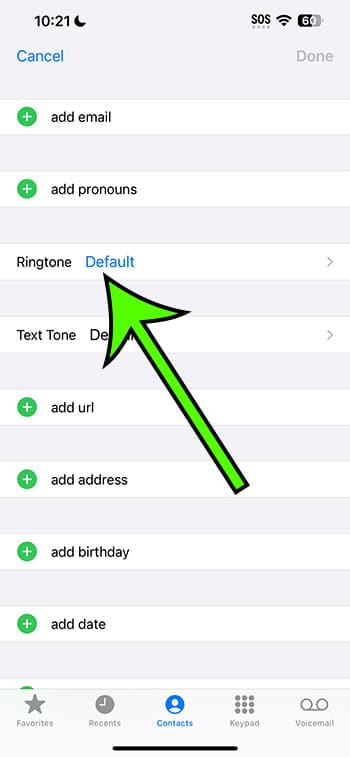 how to use a different ringtone for an iPhone 14 contact