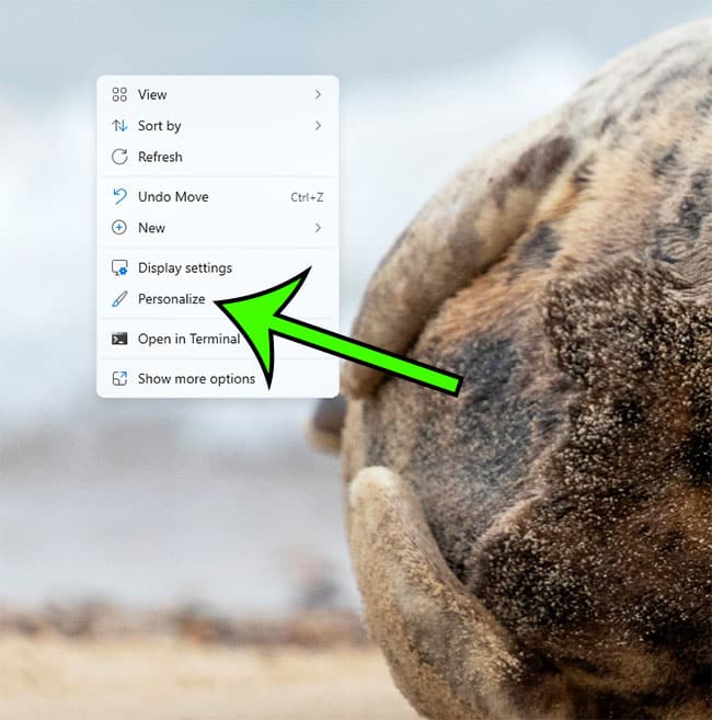 right click and choose Personalize