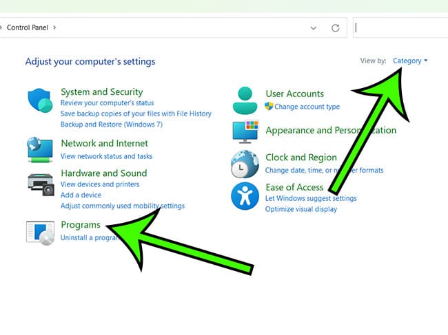 click on Programs