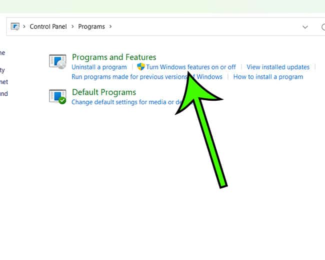 Turn Windows feature on or off