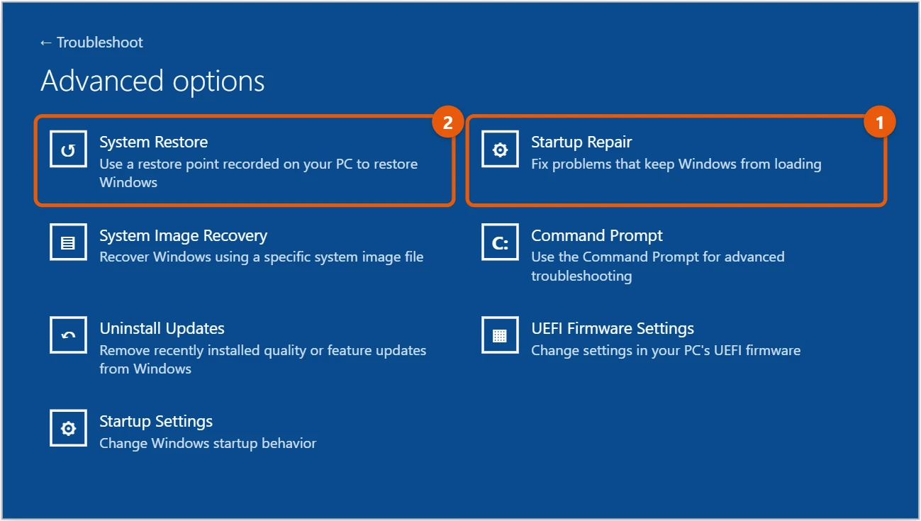 How to Repair Windows 10 Without Losing Files 2 Windows 10 recovery Advanced options screen with Startup Repair highlighted