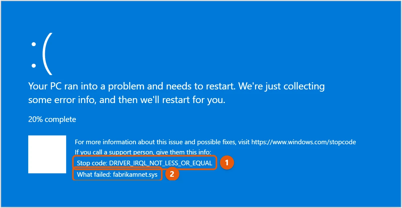 How to Fix a Blue Screen Error in Windows 10 1 Windows 10 blue screen error with the stop code and the failed driver file highlighted