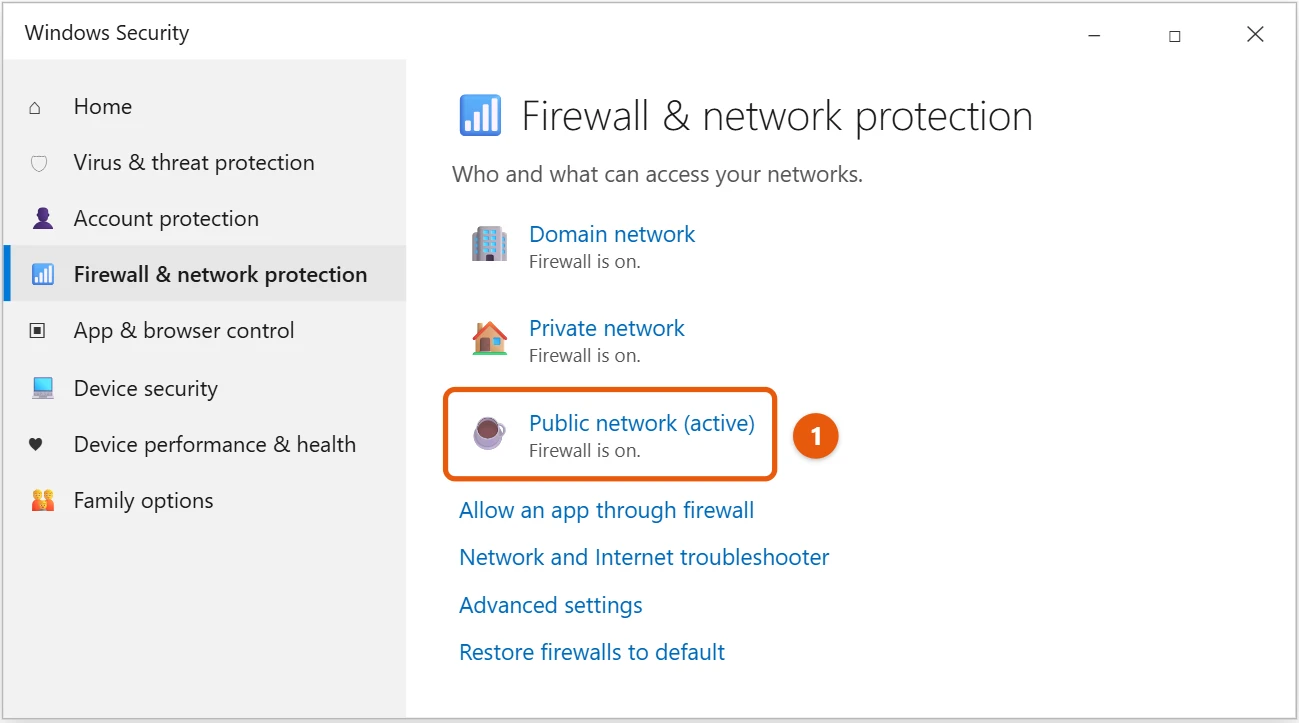How to Turn Off the Firewall in Windows 10 1 Windows 10 Windows Security Firewall and network protection page with the active Public network highlighted