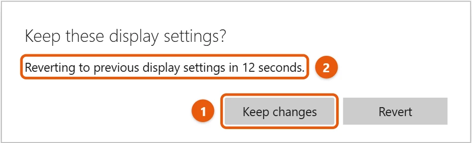How to Rotate the Screen in Windows 10 2 Windows 10 Keep these display settings dialog with the Keep changes button highlighted