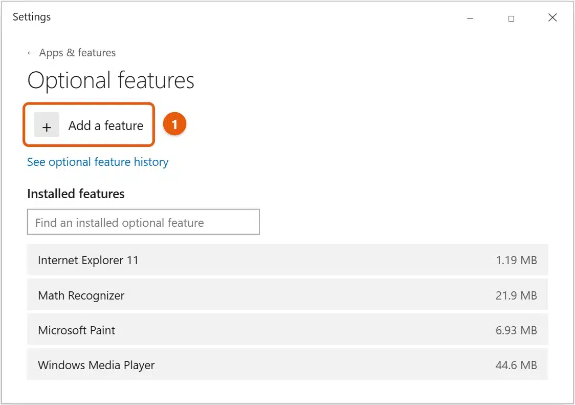 How to Install RSAT on Windows 10 1 Windows 10 Settings Optional features page with Add a feature highlighted