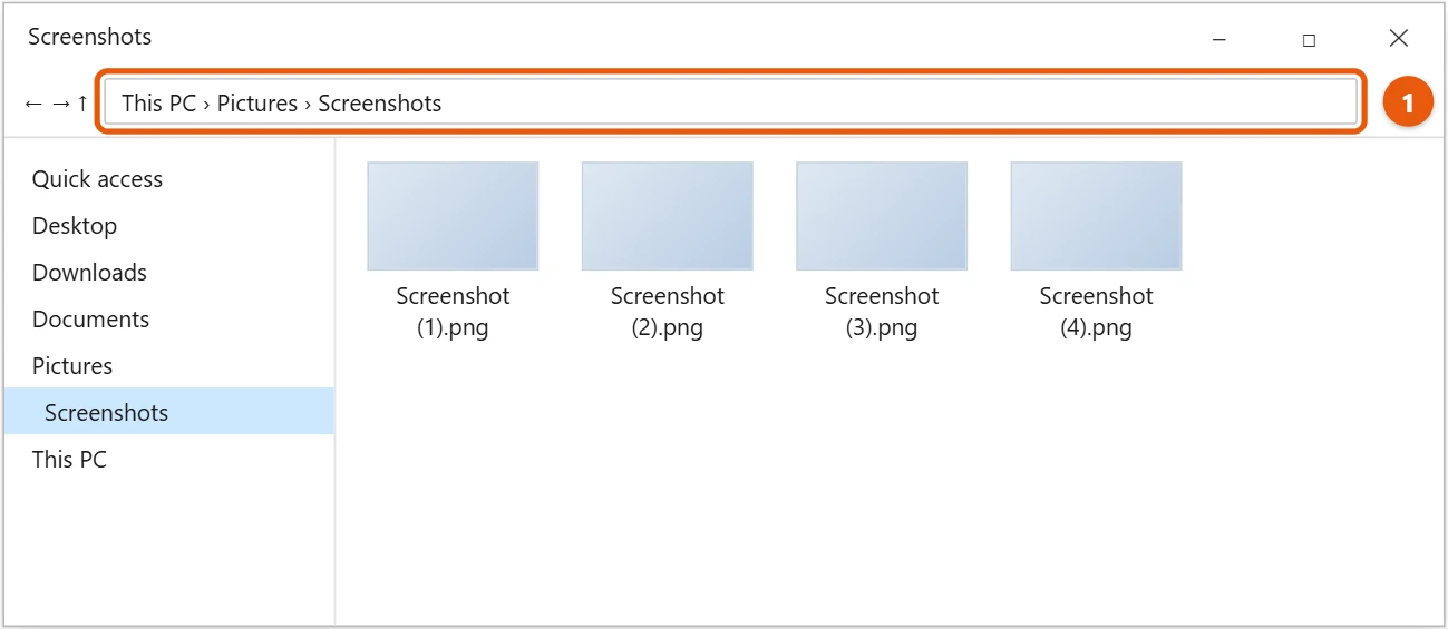 How to Take a Screenshot on Windows 10 2 Windows 10 File Explorer showing the Pictures Screenshots folder with numbered screenshot files