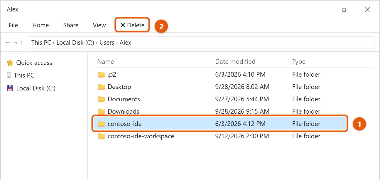How to Uninstall Eclipse IDE on Windows 10 2 File Explorer in a user folder with a program folder selected and Delete highlighted