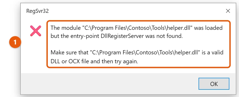How to Register a DLL in Windows 10 2 Windows 10 RegSvr32 error message saying the module was loaded but the entry-point DllRegisterServer was not found