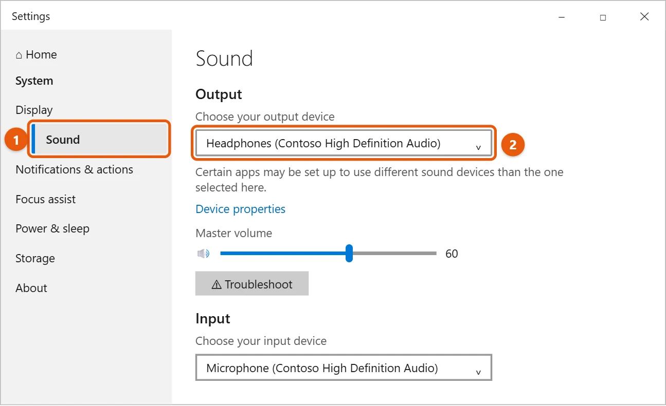 How to Connect Wired Headphones to a Windows 10 PC 1 Windows 10 Sound settings with Headphones chosen under Choose your output device