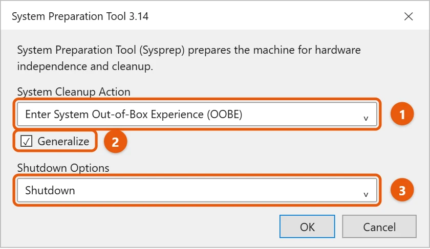How to Run Sysprep in Windows 10 2 System Preparation Tool with OOBE, Generalize checked and Shutdown selected