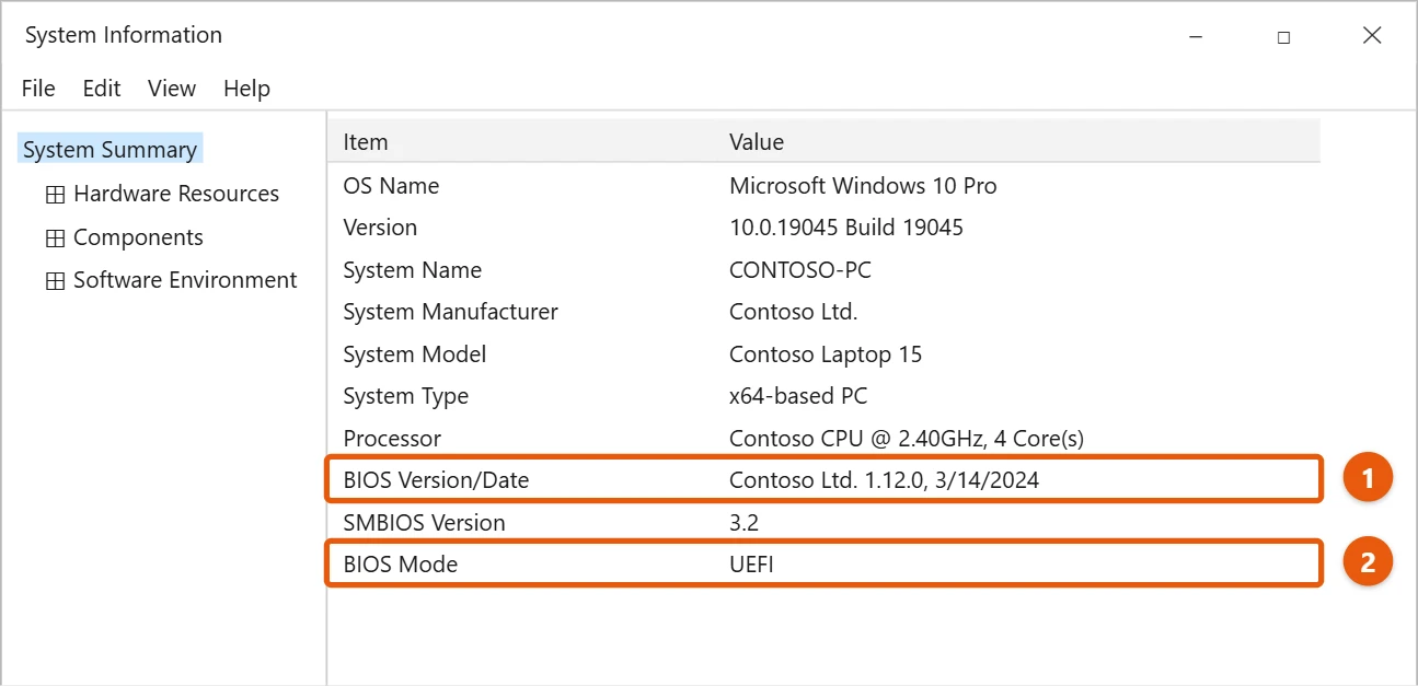 How to Check the BIOS Version in Windows 10 1 Windows 10 System Information with BIOS Version/Date and BIOS Mode highlighted