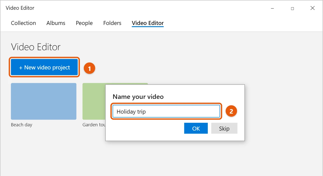 How to Merge Videos on Windows 10 1 Video Editor with the New video project button highlighted