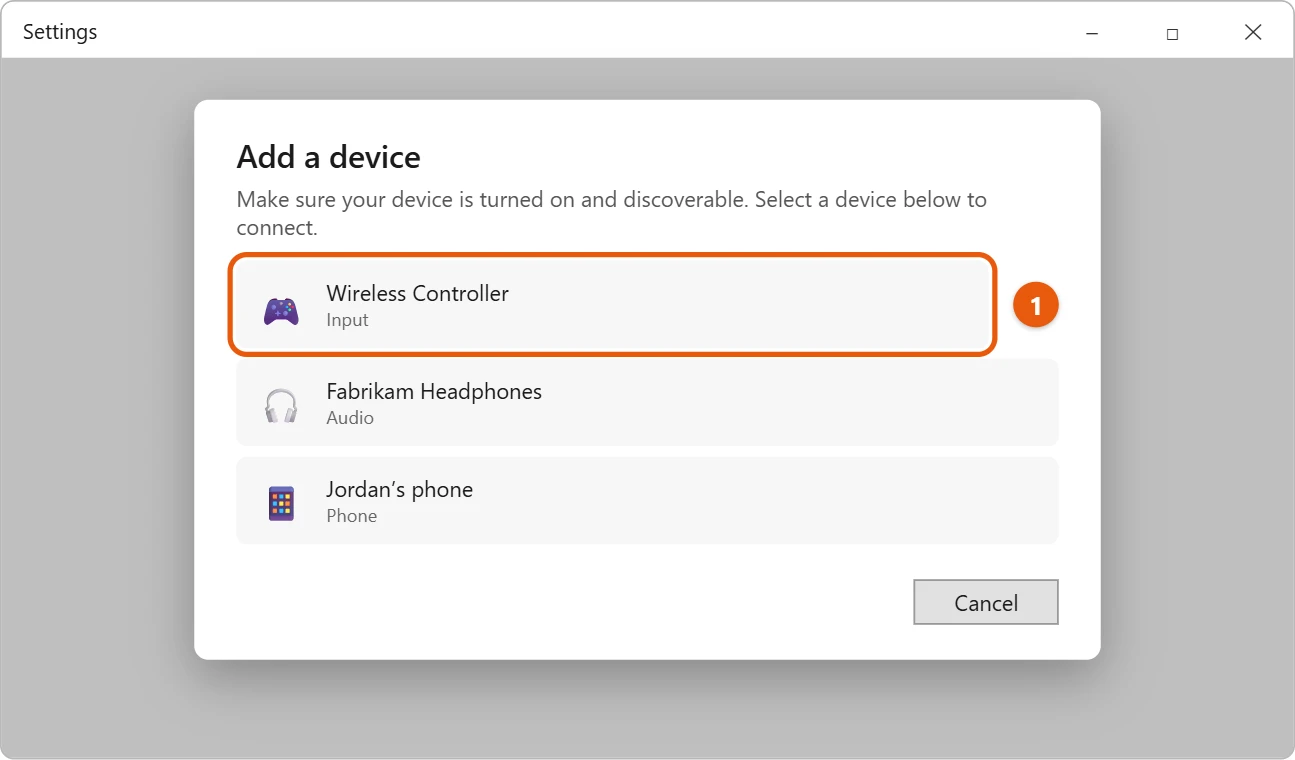 How to Connect a PS5 Controller to Windows 11 2 Add a device list with Wireless Controller highlighted among nearby Bluetooth devices