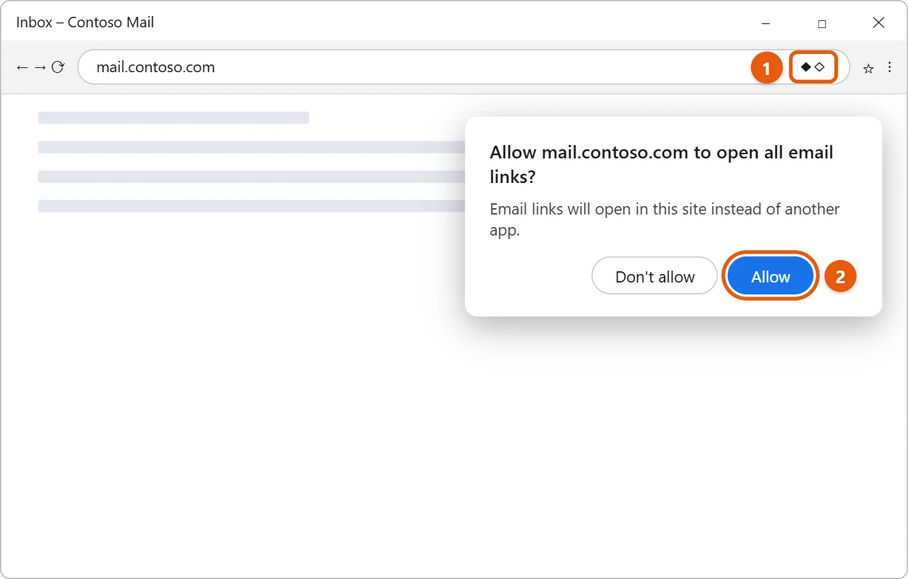 How to Set Gmail as the Default Email in Windows 11 1 Illustration of a browser address bar handler icon and a prompt asking to allow a mail site to open all email links