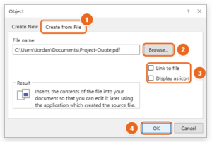 how to insert a pdf into word create from file How to Insert a PDF into Word