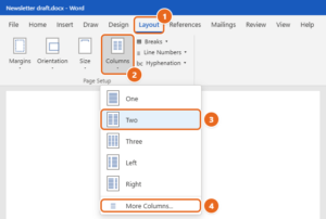 how to make columns in word columns menu How to Make Columns in Word