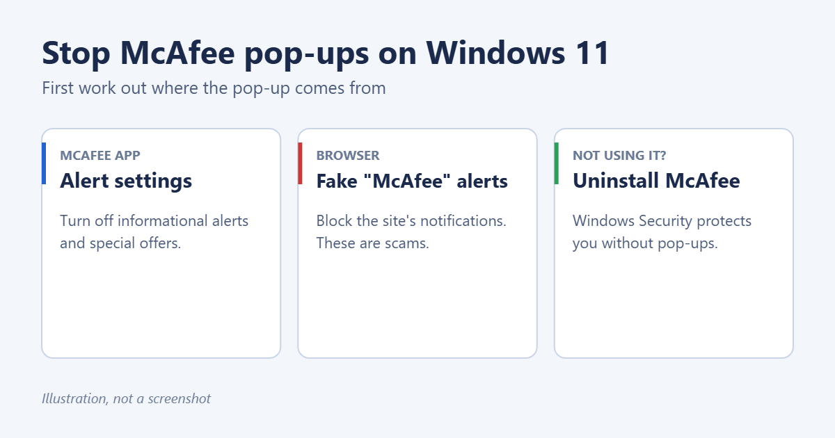 How to Stop McAfee Pop-Ups on Windows 11 1 Where McAfee pop-ups come from on Windows 11 and how to stop each